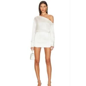 Retrofete Elio Dress in Ivory One Shoulder Long Sleeve Size Large